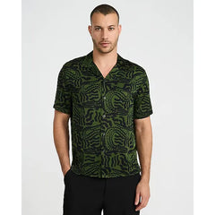 Express Abstract Short Sleeve Green Resort Shirt