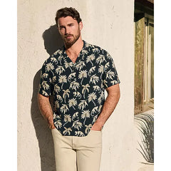 Express Palm Tree Camp Collar Rayon Short Sleeve Shirt