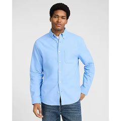 Express Regular Solid Cotton Long Sleeve Oxford Shirt