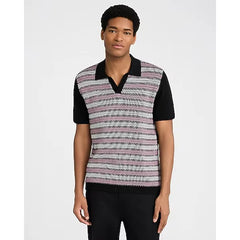 Express Striped Ribbed Cotton Johnny Collar Sweater Polo