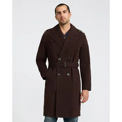 Express Brown Double Breasted Belted Trench Coat