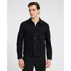 Express Double Flap Pocket Black Denim Chore Jacket