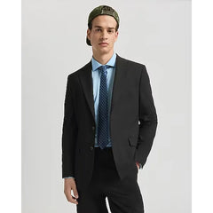 Express Slim Black Wool Blend Washable Modern Tech Suit Jacket