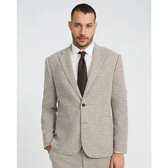 Express Slim Textured Brown Houndstooth Suit Jacket