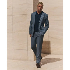Express Classic Blue Linen Blend Suit Jacket