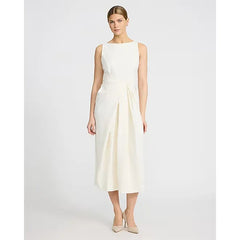 Express Crew Neck Sleeveless Gathered Front Midi Dress