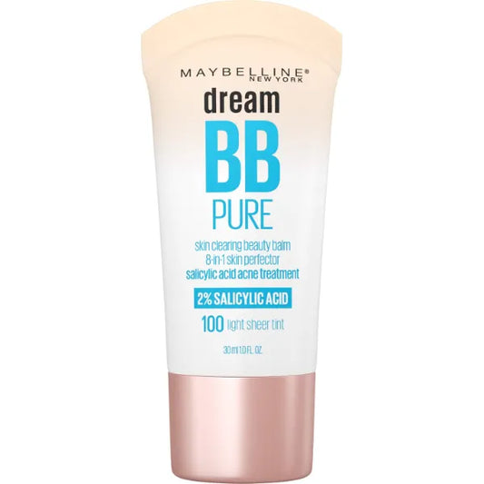 Maybelline New York Dream Pure Skin Clearing BB Cream, 8-in-1 Skin Perfecting Beauty Balm With 2% Salicylic Acid, Sheer Tint Coverage, Oil-Free, 1 Count