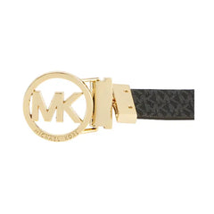 Michael Kors Reversible Logo with Logo Buckle Belt - Chocolate/Black/Gold