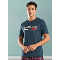 Printed T-shirt and Checked Pyjama Set - Blue