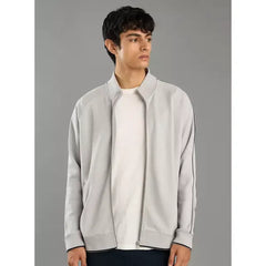 Plain Jacket with Piping Detail - Gray