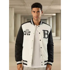 Applique Detail Bomber Jacket - White