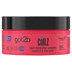 Got2B Vegan, Curl and Coil Refresher Hair Cream, Infused with Coconut Oil, Castor Oil, Argan Oil and Shea Butter, Curl Enhancing, 200ml