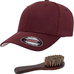 Flexfit Wooly Combed Men's Athletic Stretch Fitted Baseball Cap Bundle with THP Hat & Clothing Brush