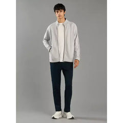 Plain Jacket with Piping Detail - Gray