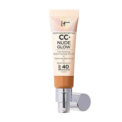 IT Cosmetics CC+ Nude Glow Medium Coverage Foundation with SPF 40 & Brightening Glow Serum, Lightweight Skin Tint, 2% Niacinamide + Hyaluronic Acid, Up to 24H Hydration, Normal/Dry Skin 1.08 fl oz
