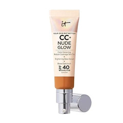 IT Cosmetics CC+ Nude Glow Medium Coverage Foundation with SPF 40 & Brightening Glow Serum, Lightweight Skin Tint, 2% Niacinamide + Hyaluronic Acid, Up to 24H Hydration, Normal/Dry Skin 1.08 fl oz