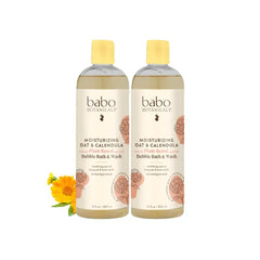 Babo Botanicals Moisturizing Oat & Calendula 2-in-1 Bubble Bath & Wash β Lightly Scented Gentle Cleanser for Dry or Sensitive Skin β Safe for Baby, Toddler, Kids & Family β Vegan, 15 Fl Oz