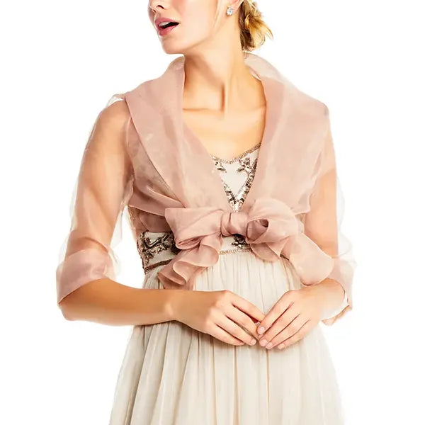 Adrianna Papell Women's Organza Wrap Jacket Beige Size Large main image 1