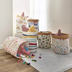 Max fashion Arcade Stripe Printed Toy Storage Basket - 35x35x40 cm