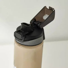 Slogan Print Sipper Water Bottle - 700 ml Beige