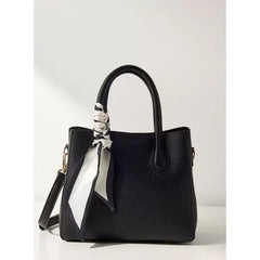 Textured Crossbody with Double Handle -Black