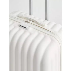 Max fashion Textured Hardcase Trolley Bag with Retractable Handle and Cup Holder white