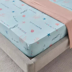 Max fashion Joy Sea World Marine Twin Cotton Fitted Sheet - 120x200+25 cm multicolor