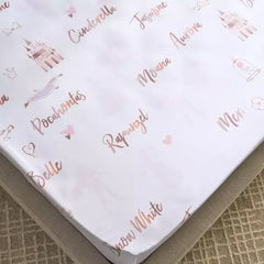 Max fashion Princess Names Twin Fitted Sheet - 120x200+25 cm pink