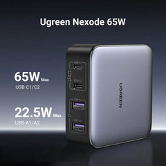 UGREEN Nexode 65W GaN 4-Port USB-C Charging Station – 2 USB-C & 2 USB-A Ports for MacBook, iPhone, iPad, Galaxy, Pixel & More