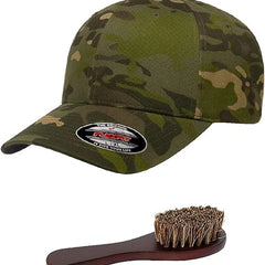 Flexfit Wooly Combed Men's Athletic Stretch Fitted Baseball Cap Bundle with THP Hat & Clothing Brush