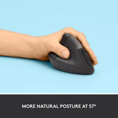 Logitech Lift Vertical Left Handed Ergonomic Wireless Mouse (910-006467) - Graphite