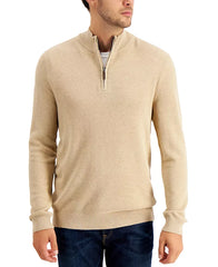Men's Quarter-Zip Textured Cotton Sweater, Created for Macy's