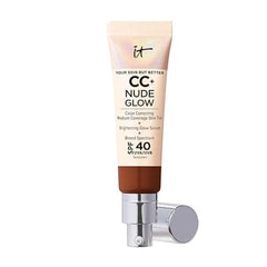 IT Cosmetics CC+ Nude Glow Medium Coverage Foundation with SPF 40 & Brightening Glow Serum, Lightweight Skin Tint, 2% Niacinamide + Hyaluronic Acid, Up to 24H Hydration, Normal/Dry Skin 1.08 fl oz