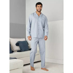 Striped Better Cotton Shirt and Pyjama Set - Blue