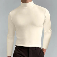 Herrnalise Mens Mock Neck T Shirts Pullover High Neck Turtleneck Premium Cotton Long Sleeve Sweaters for Men Valentine's Day For Him