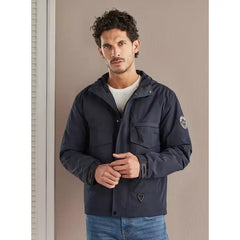 Plain Hooded Utility Jacket - Blue