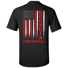 Georgia Football Team Color Red and Black American Flag Mens Short Sleeve T-shirt