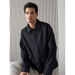 Plain Zip Through Jacket - Black