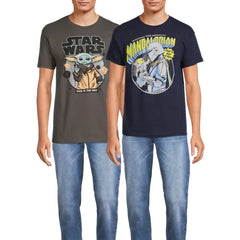 Star Wars Men's & Big Men's Grogu and Mandalorian Graphic Tees, 2-Pack