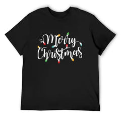 Christmas Shirts Mens Merry Christmas Shirt Xmas Holiday Tshirt Christmas Lights Tee Tops Black Small