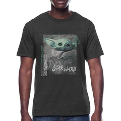 Star Wars The Mandalorian Men's & Big Men's Graphic Tee Shirt Baby Yoda Grunge
