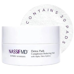 NassifMD Exfoliating Detox Pads Surgeon Created AHA/BHA Facial Pads for Deep Cleansing, Smoother Texture & Glowing Skin Reduces Pores, Firms, Brightens