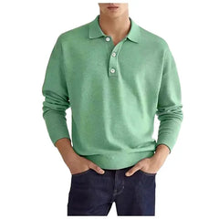 Polo Shirts for Men Turn-Down Collar Long Sleeve Slim Fit Solid Color Summer Sports Business Casual Polo Shirt