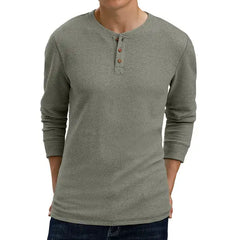 GIRUNS Men's Long Sleeve Waffle Henley Casual Henley T-shirts for Men