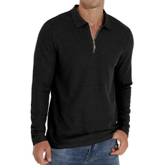 GIRUNS Men's Waffle Knit Long Sleeve Casual Quarter Zip Polo Shirts
