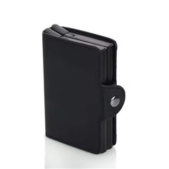 eWINNER Black fashion PU Leather aluminium slim Secure ID wallet Slim Card Holder for Men Women Auto Pop Up RFID Blocking Credit Card Holder Money Clip Wallet Holds 14 Cards