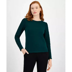 Anne Klein Womens Diamond Sleeve Sweater, Elegant Knit Pullover for Any Occasion