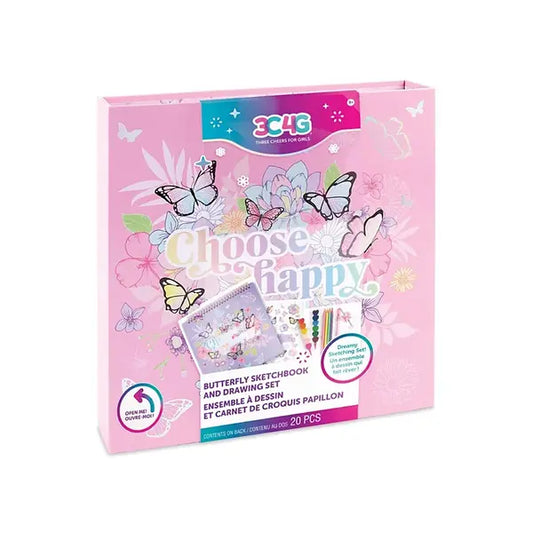 3C4G Butterfly Sketchbook and Drawing Set, 20 Piece