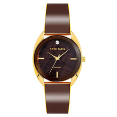 Anne Klein Womens Brown and Gold Tone Quartz Bangle Watch with Three Hand Movement, 34mm