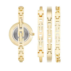 Anne Klein Womens Gold Tone Bangle Fashion Watch Set with 4 Elegant Pieces , 41mm